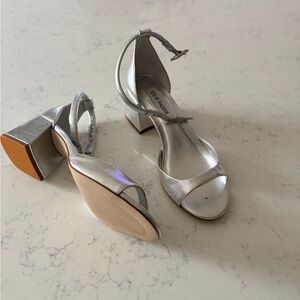 Steve Madden Metallic Silver Block Heel Sandals
